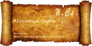 Mircsonya Csaba névjegykártya